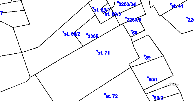 Parcela st. 71 v KÚ Březina u Deštné, Katastrální mapa