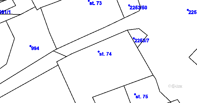 Parcela st. 74 v KÚ Březina u Deštné, Katastrální mapa