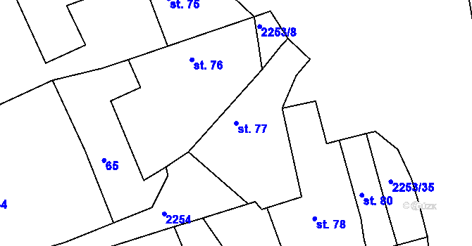 Parcela st. 77 v KÚ Březina u Deštné, Katastrální mapa