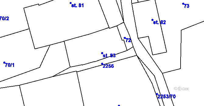Parcela st. 83 v KÚ Březina u Deštné, Katastrální mapa