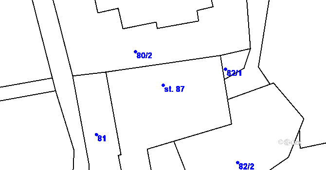Parcela st. 87 v KÚ Březina u Deštné, Katastrální mapa
