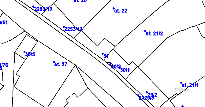 Parcela st. 31 v KÚ Březina u Deštné, Katastrální mapa