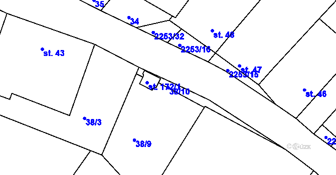Parcela st. 38/10 v KÚ Březina u Deštné, Katastrální mapa
