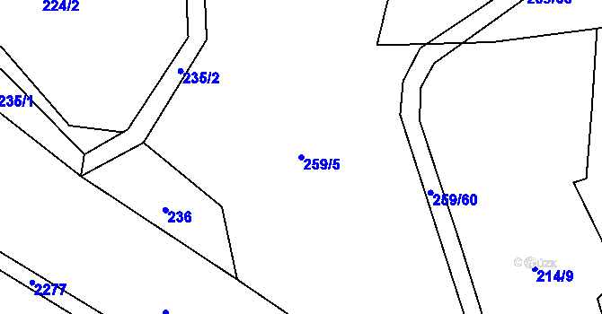 Parcela st. 259/5 v KÚ Březina u Deštné, Katastrální mapa