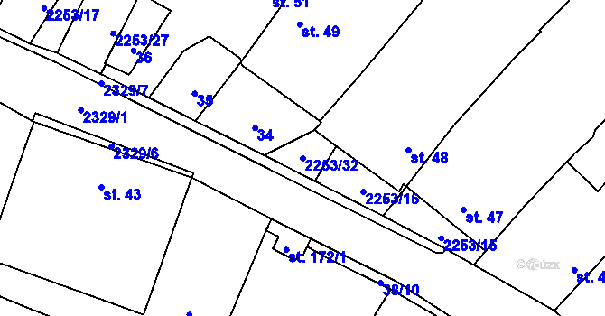 Parcela st. 2253/32 v KÚ Březina u Deštné, Katastrální mapa