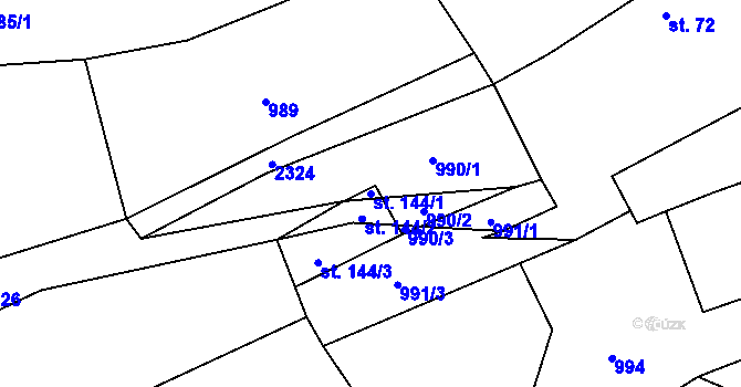 Parcela st. 144/1 v KÚ Březina u Deštné, Katastrální mapa