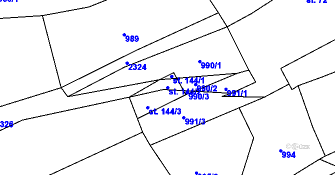 Parcela st. 144/2 v KÚ Březina u Deštné, Katastrální mapa