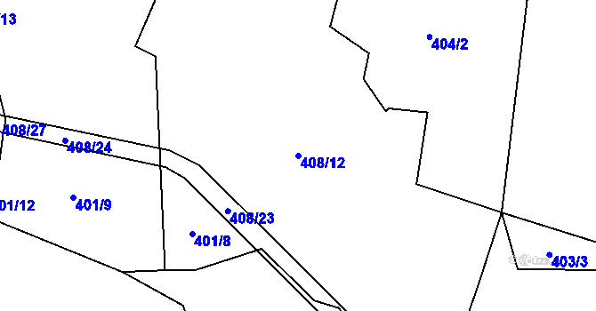 Parcela st. 408/12 v KÚ Březina u Deštné, Katastrální mapa