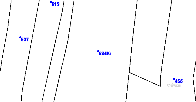 Parcela st. 684/6 v KÚ Březina u Deštné, Katastrální mapa