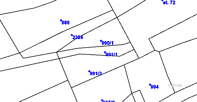 Parcela st. 990/2 v KÚ Březina u Deštné, Katastrální mapa