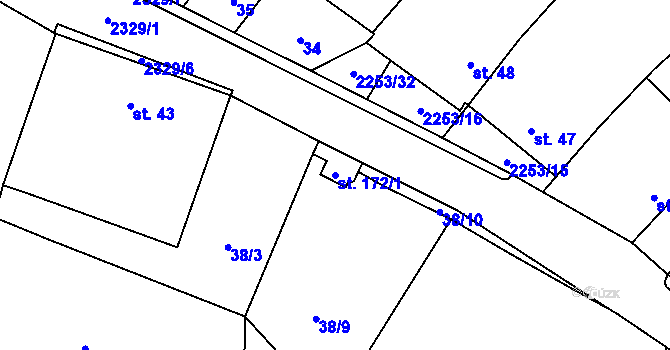 Parcela st. 172/1 v KÚ Březina u Deštné, Katastrální mapa