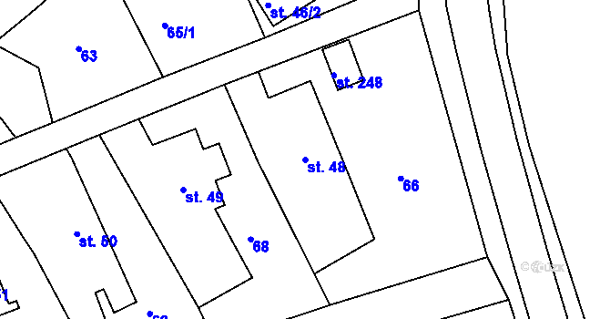 Parcela st. 48 v KÚ Březina u Rokycan, Katastrální mapa