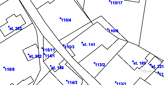 Parcela st. 141 v KÚ Březina u Rokycan, Katastrální mapa