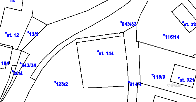 Parcela st. 144 v KÚ Březina u Rokycan, Katastrální mapa
