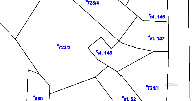 Parcela st. 148 v KÚ Březina u Rokycan, Katastrální mapa