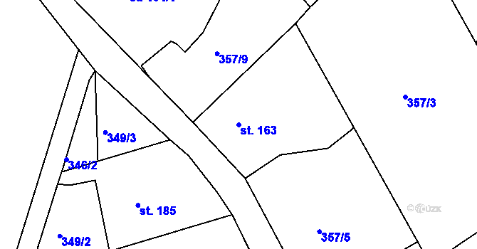 Parcela st. 163 v KÚ Březina u Rokycan, Katastrální mapa