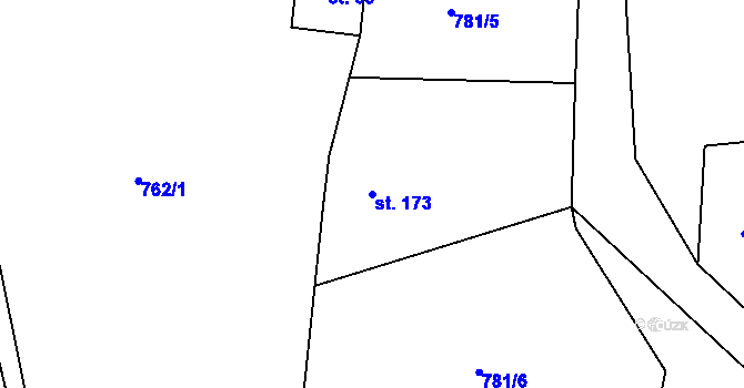 Parcela st. 173 v KÚ Březina u Rokycan, Katastrální mapa