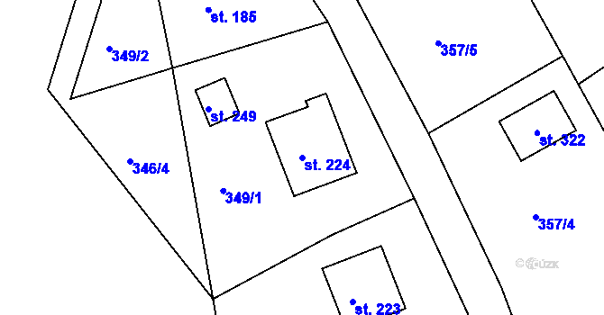 Parcela st. 224 v KÚ Březina u Rokycan, Katastrální mapa
