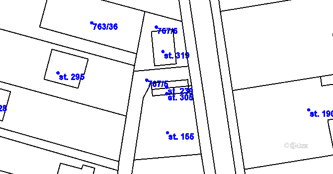 Parcela st. 239 v KÚ Březina u Rokycan, Katastrální mapa