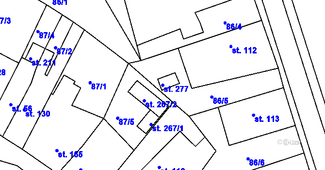 Parcela st. 277 v KÚ Březina u Rokycan, Katastrální mapa