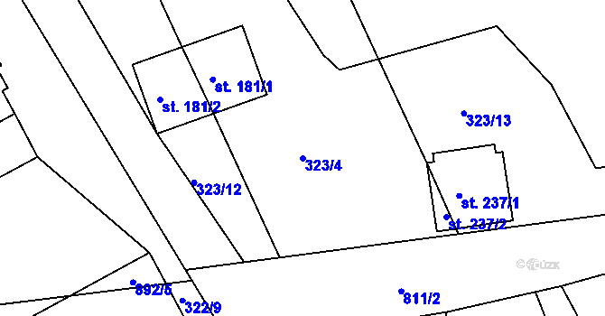 Parcela st. 323/4 v KÚ Březina u Rokycan, Katastrální mapa