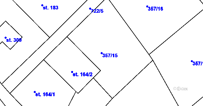 Parcela st. 357/15 v KÚ Březina u Rokycan, Katastrální mapa