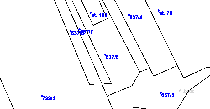 Parcela st. 637/6 v KÚ Březina u Rokycan, Katastrální mapa