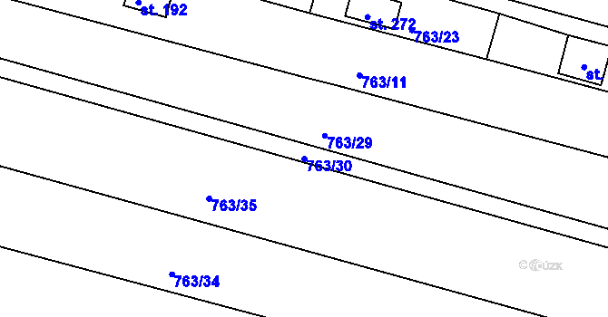 Parcela st. 763/30 v KÚ Březina u Rokycan, Katastrální mapa