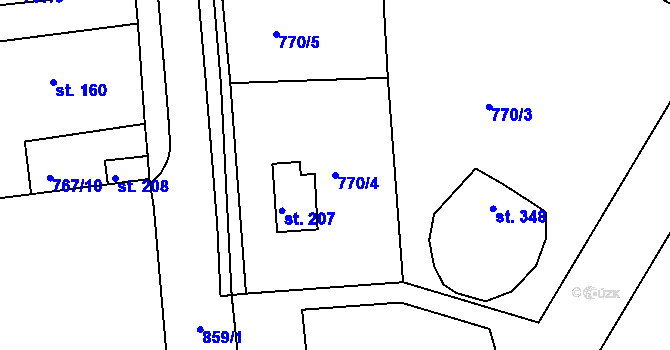 Parcela st. 770/4 v KÚ Březina u Rokycan, Katastrální mapa