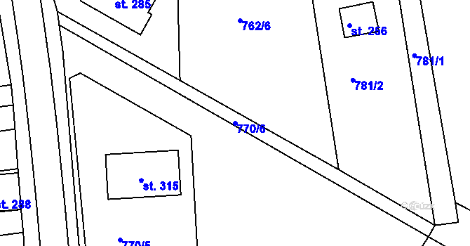 Parcela st. 770/6 v KÚ Březina u Rokycan, Katastrální mapa