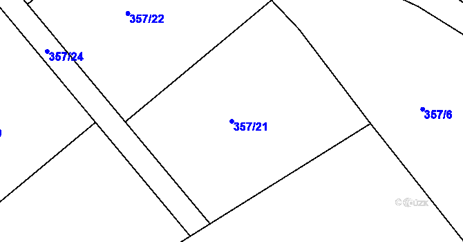 Parcela st. 357/21 v KÚ Březina u Rokycan, Katastrální mapa