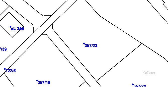 Parcela st. 357/23 v KÚ Březina u Rokycan, Katastrální mapa