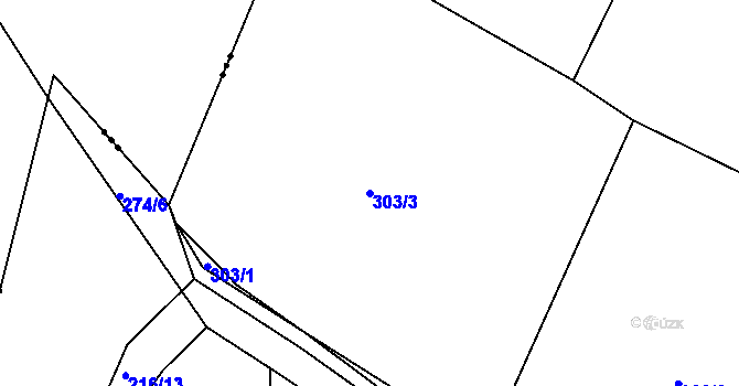Parcela st. 303/3 v KÚ Březina u Rokycan, Katastrální mapa