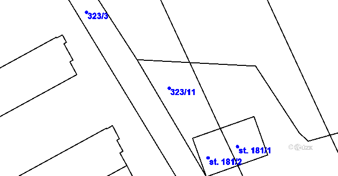 Parcela st. 323/11 v KÚ Březina u Rokycan, Katastrální mapa