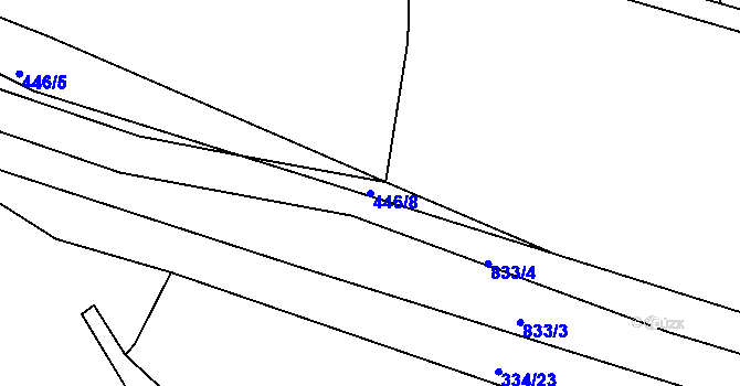 Parcela st. 446/8 v KÚ Březina u Rokycan, Katastrální mapa
