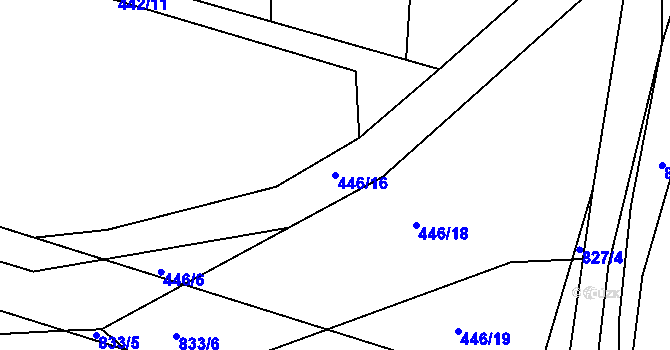 Parcela st. 446/16 v KÚ Březina u Rokycan, Katastrální mapa