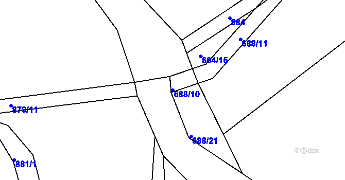 Parcela st. 688/10 v KÚ Březina u Rokycan, Katastrální mapa