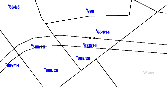 Parcela st. 688/16 v KÚ Březina u Rokycan, Katastrální mapa