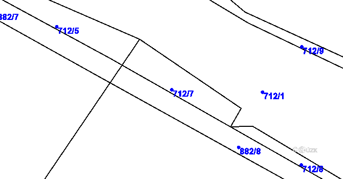Parcela st. 712/7 v KÚ Březina u Rokycan, Katastrální mapa