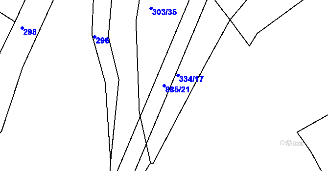 Parcela st. 885/21 v KÚ Březina u Rokycan, Katastrální mapa
