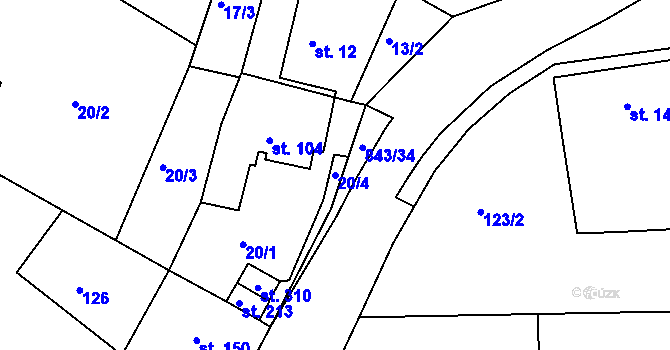 Parcela st. 20/4 v KÚ Březina u Rokycan, Katastrální mapa