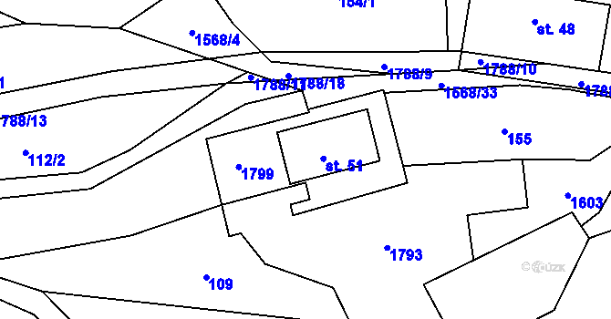 Parcela st. 51 v KÚ Březina u Moravské Třebové, Katastrální mapa