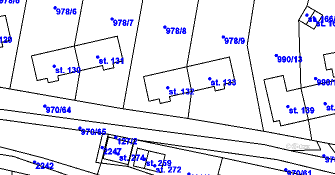 Parcela st. 132 v KÚ Březina u Moravské Třebové, Katastrální mapa