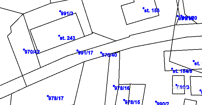 Parcela st. 970/40 v KÚ Březina u Moravské Třebové, Katastrální mapa