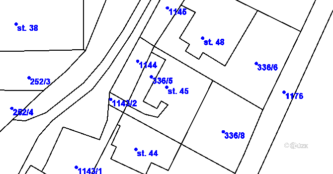 Parcela st. 45 v KÚ Šnekov, Katastrální mapa