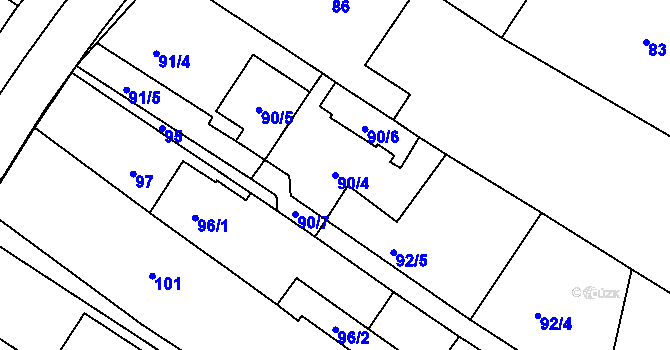 Parcela st. 90/4 v KÚ Březina u Křtin, Katastrální mapa