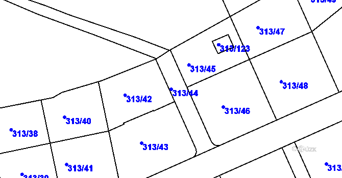 Parcela st. 313/44 v KÚ Březina u Křtin, Katastrální mapa