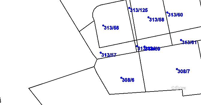 Parcela st. 313/57 v KÚ Březina u Křtin, Katastrální mapa