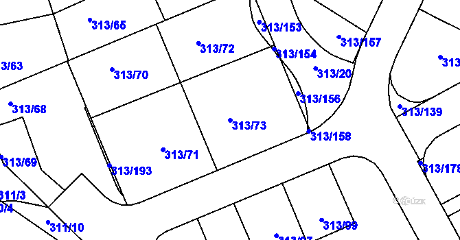 Parcela st. 313/73 v KÚ Březina u Křtin, Katastrální mapa