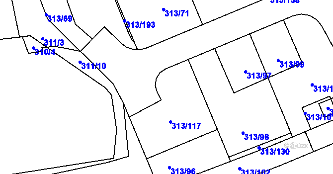Parcela st. 313/95 v KÚ Březina u Křtin, Katastrální mapa